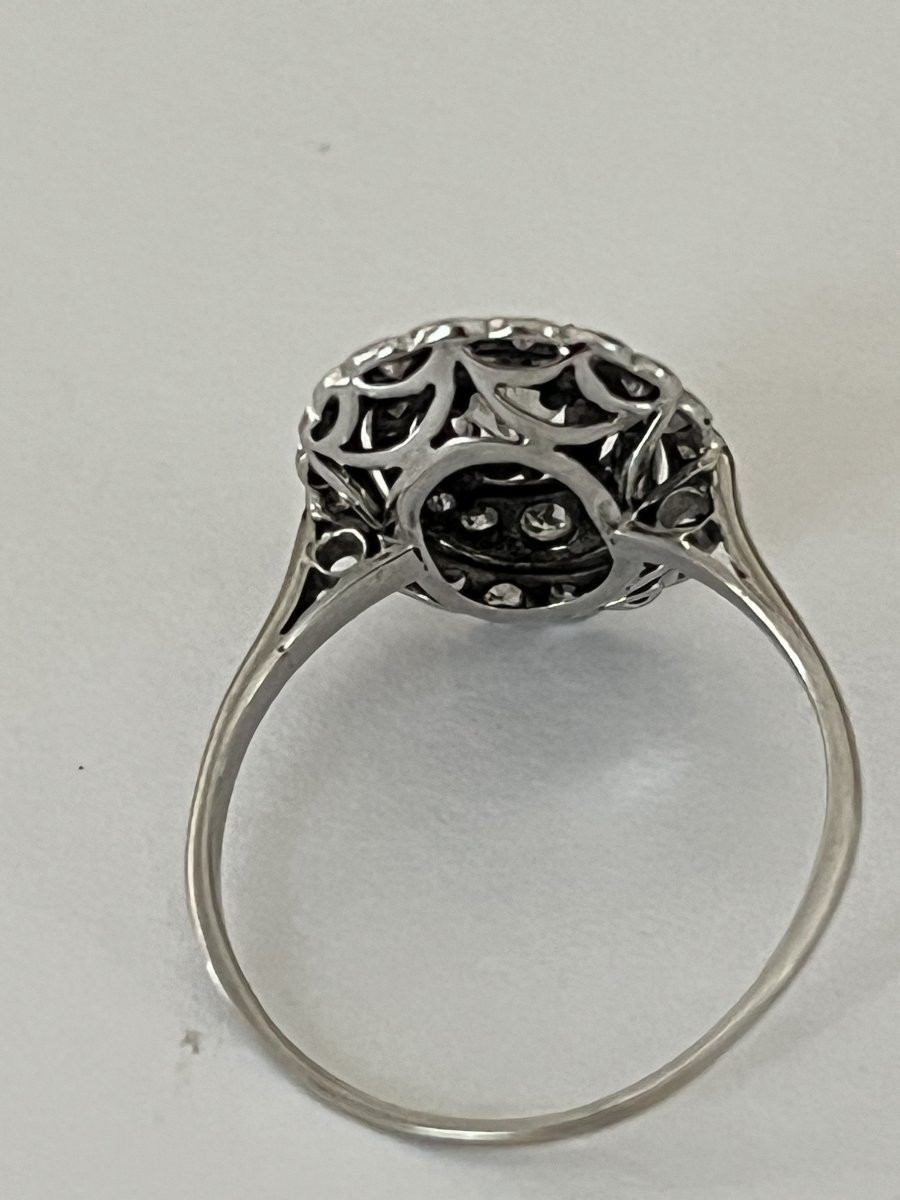 6531- Bague Ancienne Or Gris Diamants-photo-4
