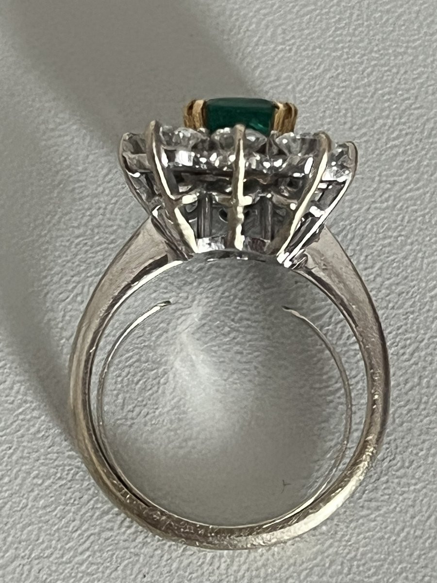 6578- White Gold Emerald Diamond Ring-photo-3