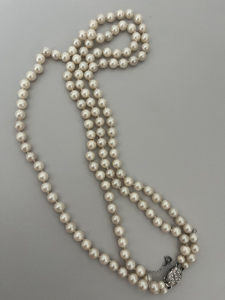 6579- 2-row Pearl Necklace With Metal Clasp-photo-3