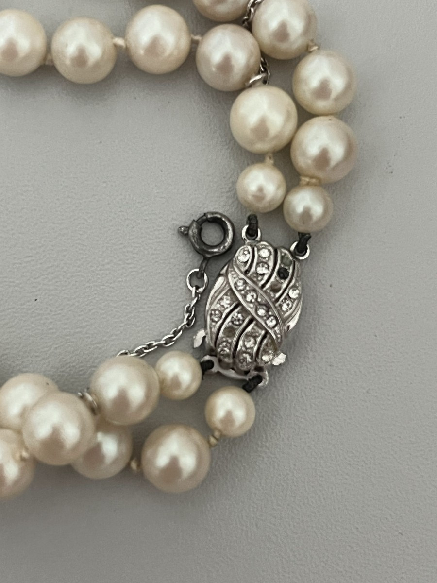 6579- 2-row Pearl Necklace With Metal Clasp