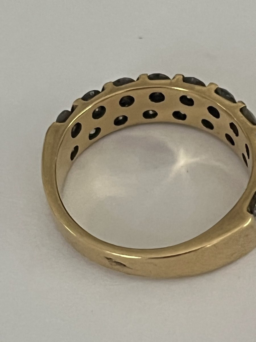 6532- Yellow Gold Bangle Ring With 2.40 Ct Diamonds-photo-4