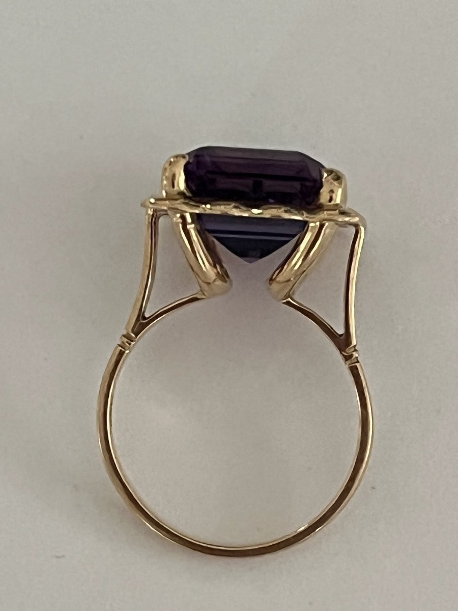 6545- Bague Or Jaune Festonné Améthyste-photo-3