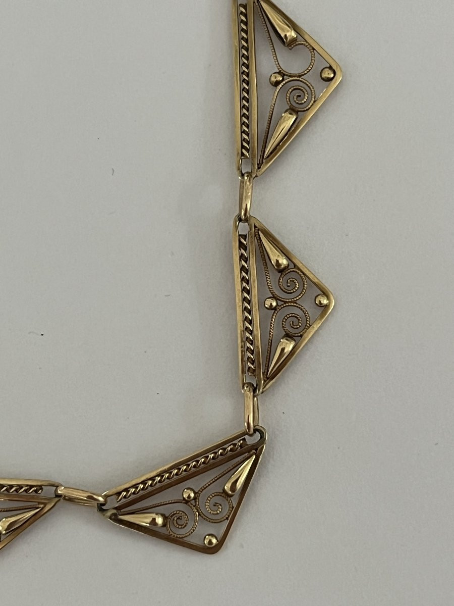 6546- Antique Yellow Gold Filigree Necklace-photo-3