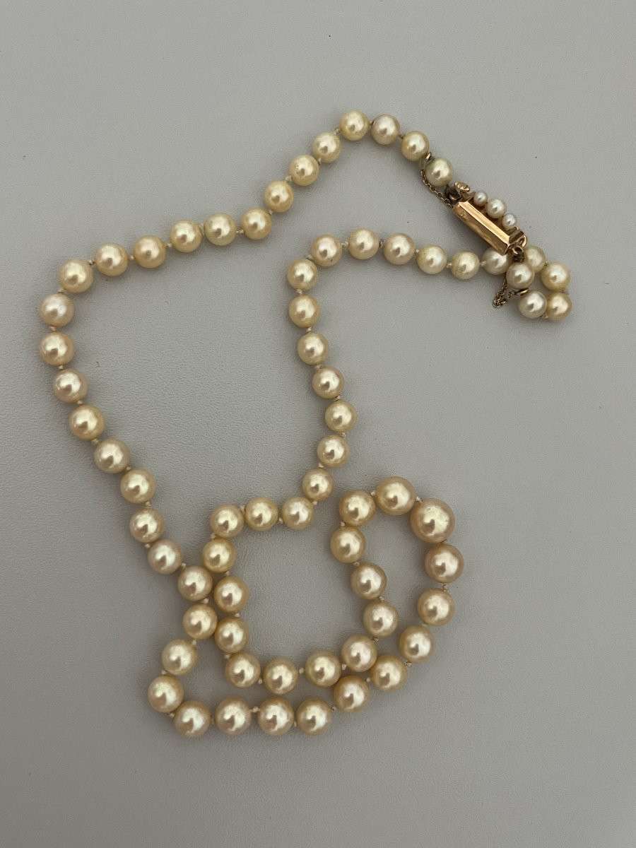 6166- Collier Perles Akoya Bel Orient Fermoir Or Jaune-photo-4