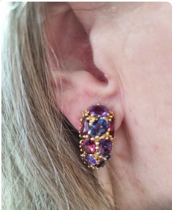 6583- Boucles d'Oreilles Or Jaune Améthystes-photo-2