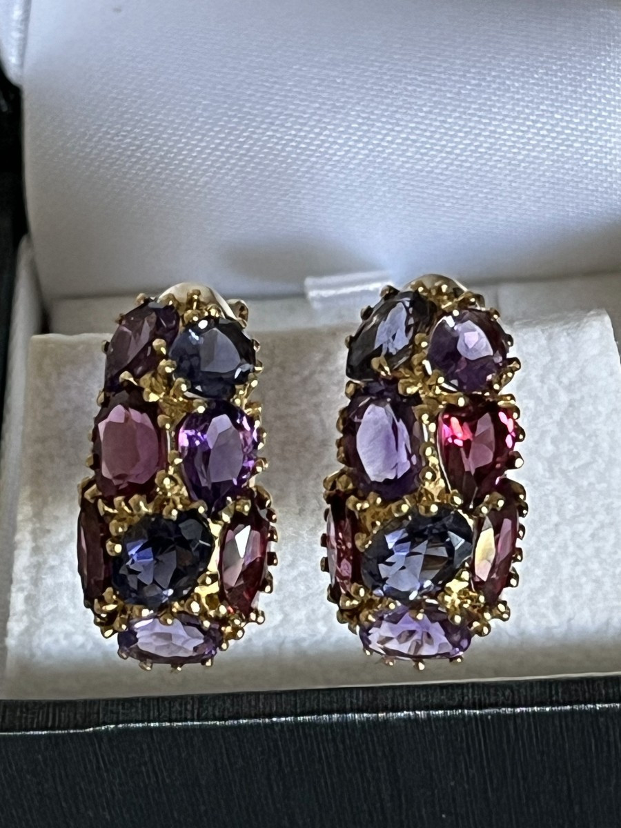 6583- Boucles d'Oreilles Or Jaune Améthystes