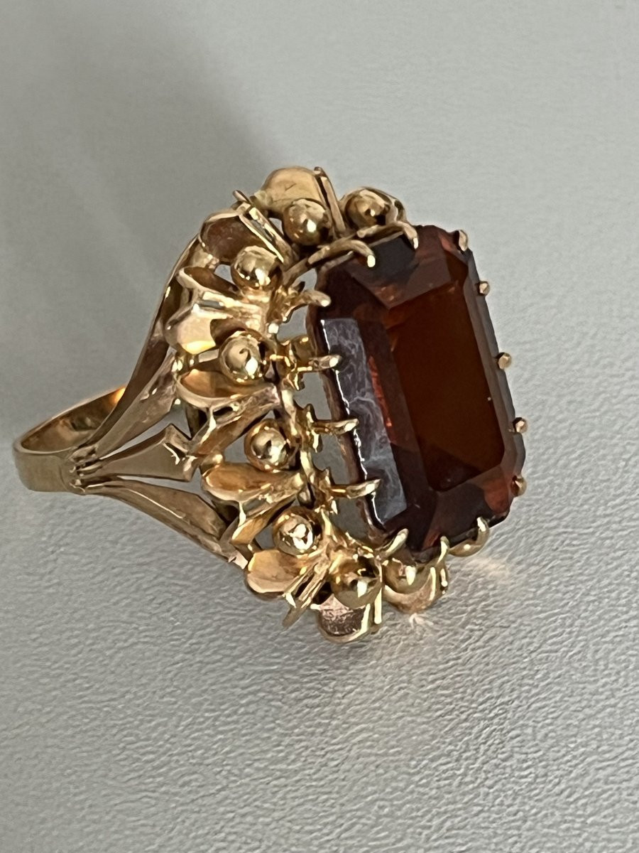 6625- Important Yellow Gold Ring With Natural Topaz-photo-2