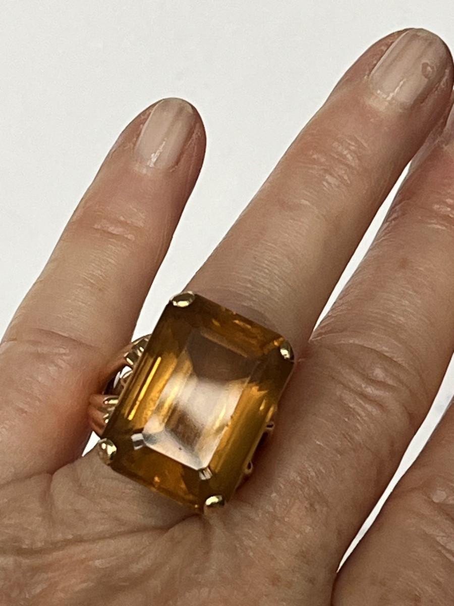 6224- Yellow Gold Ring Citrine 30.00 Ct-photo-1