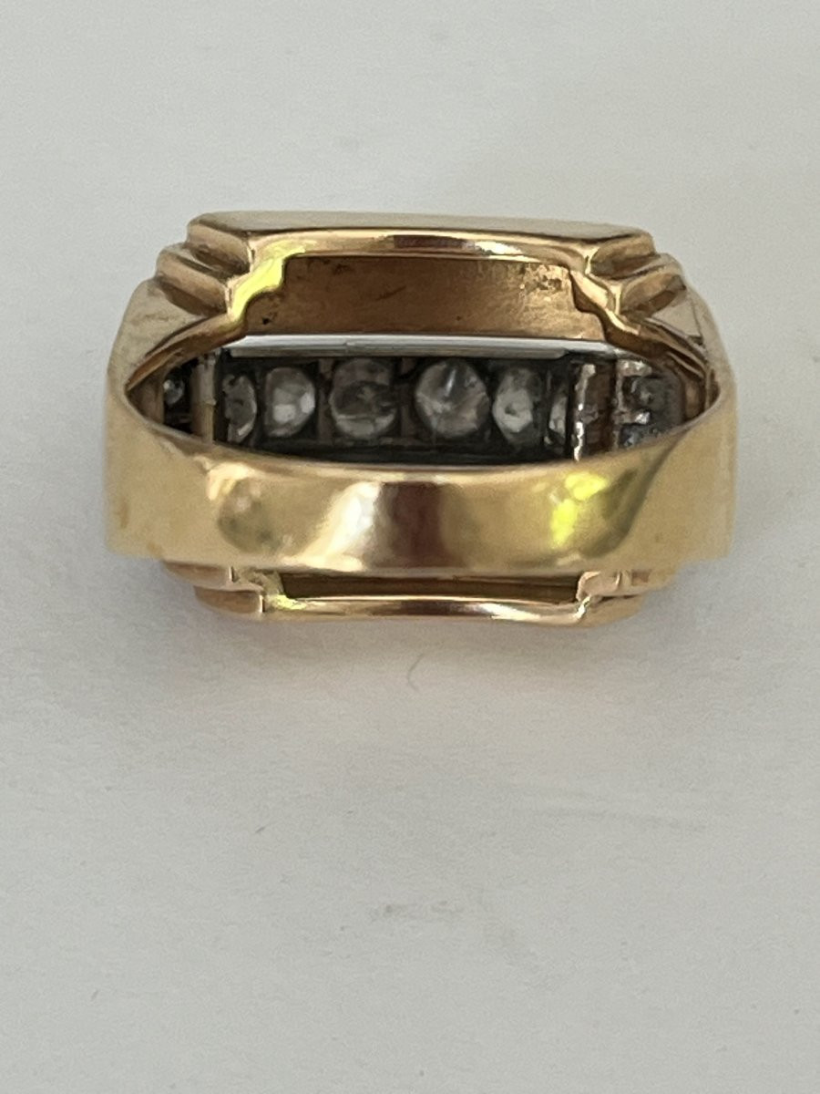 6635- 1940s Ring Yellow Gold Diamonds 1.20 Ct-photo-2