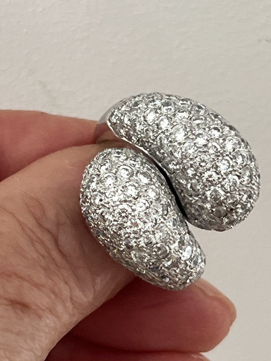 6593- Important Cross Ring White Gold Diamonds 6.80 Ct-photo-2