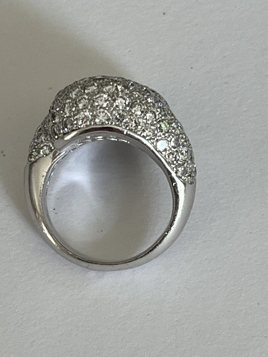 6593- Important Cross Ring White Gold Diamonds 6.80 Ct-photo-1