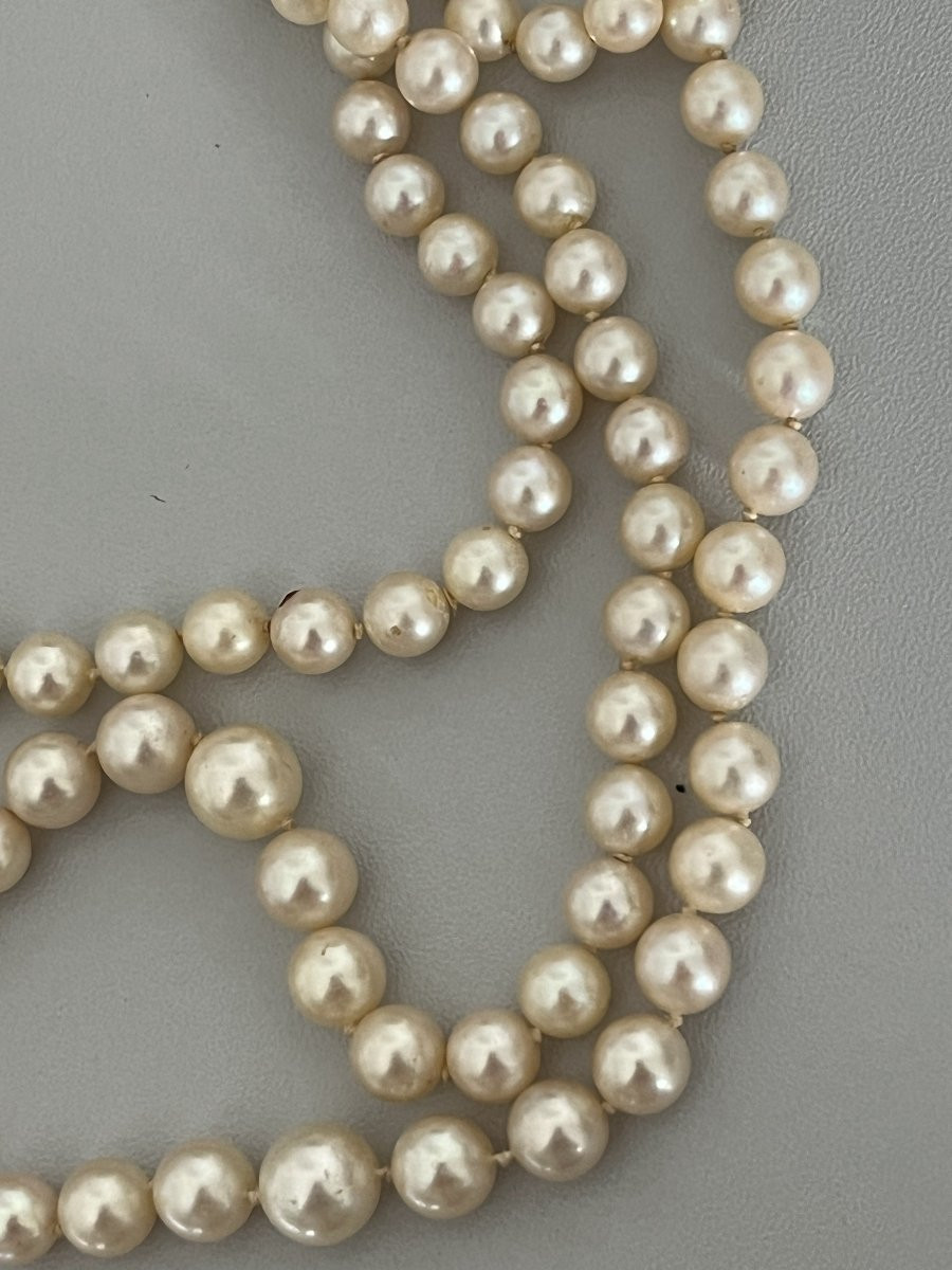 6608- Collier 3 Rangs Perles Akoya Fermoir Or Jaune-photo-1