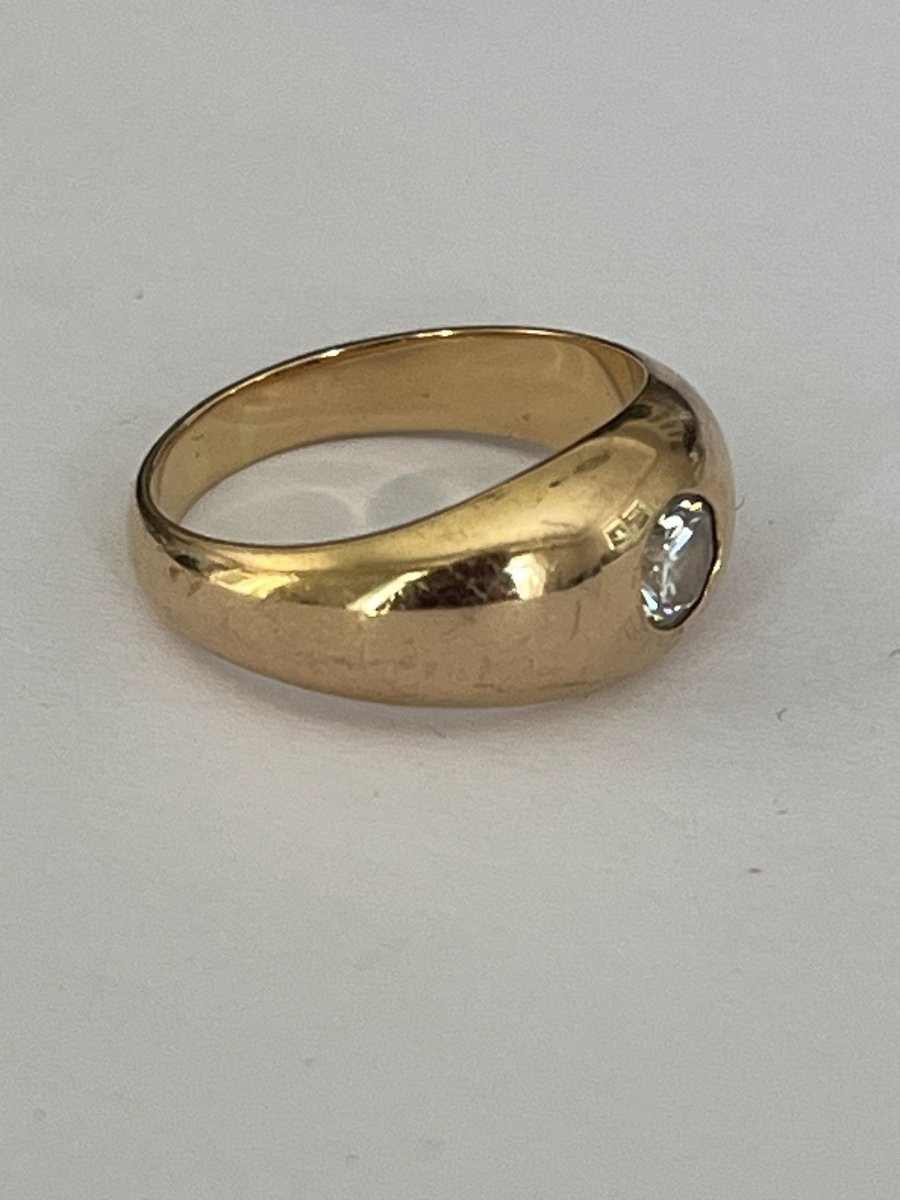6664- Bague Jonc Or Jaune Diamant 0,25 ct-photo-3