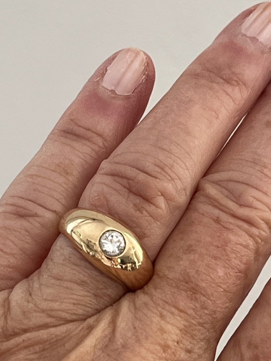 6664- Bague Jonc Or Jaune Diamant 0,25 ct-photo-1