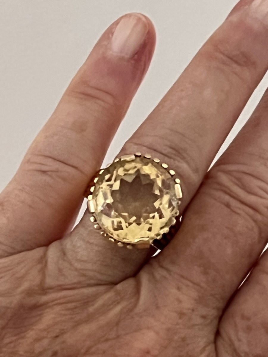 6689- Bague Cocktail Or Jaune Citrine 11,00 ct-photo-2