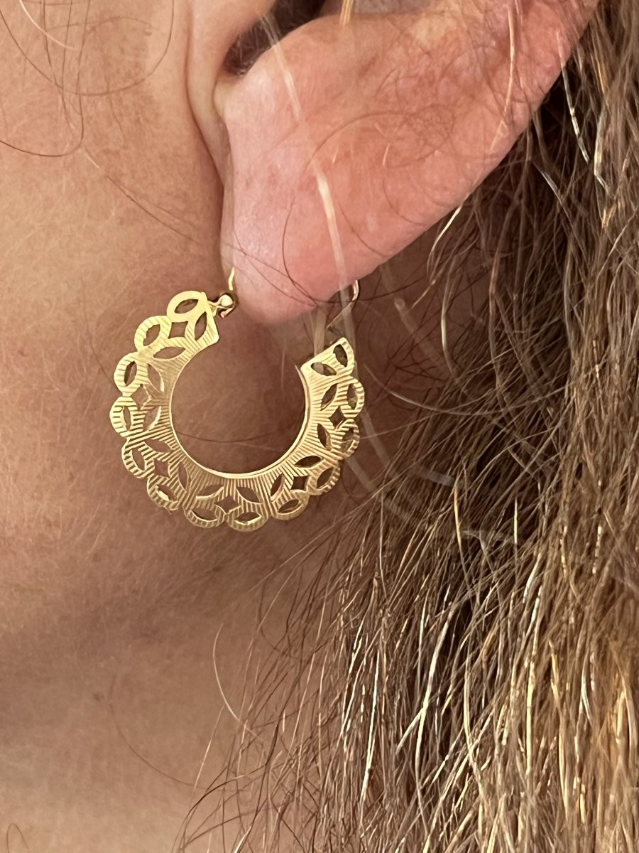 6692- Boucles d'Oreilles Or Jaune Ajouré-photo-2