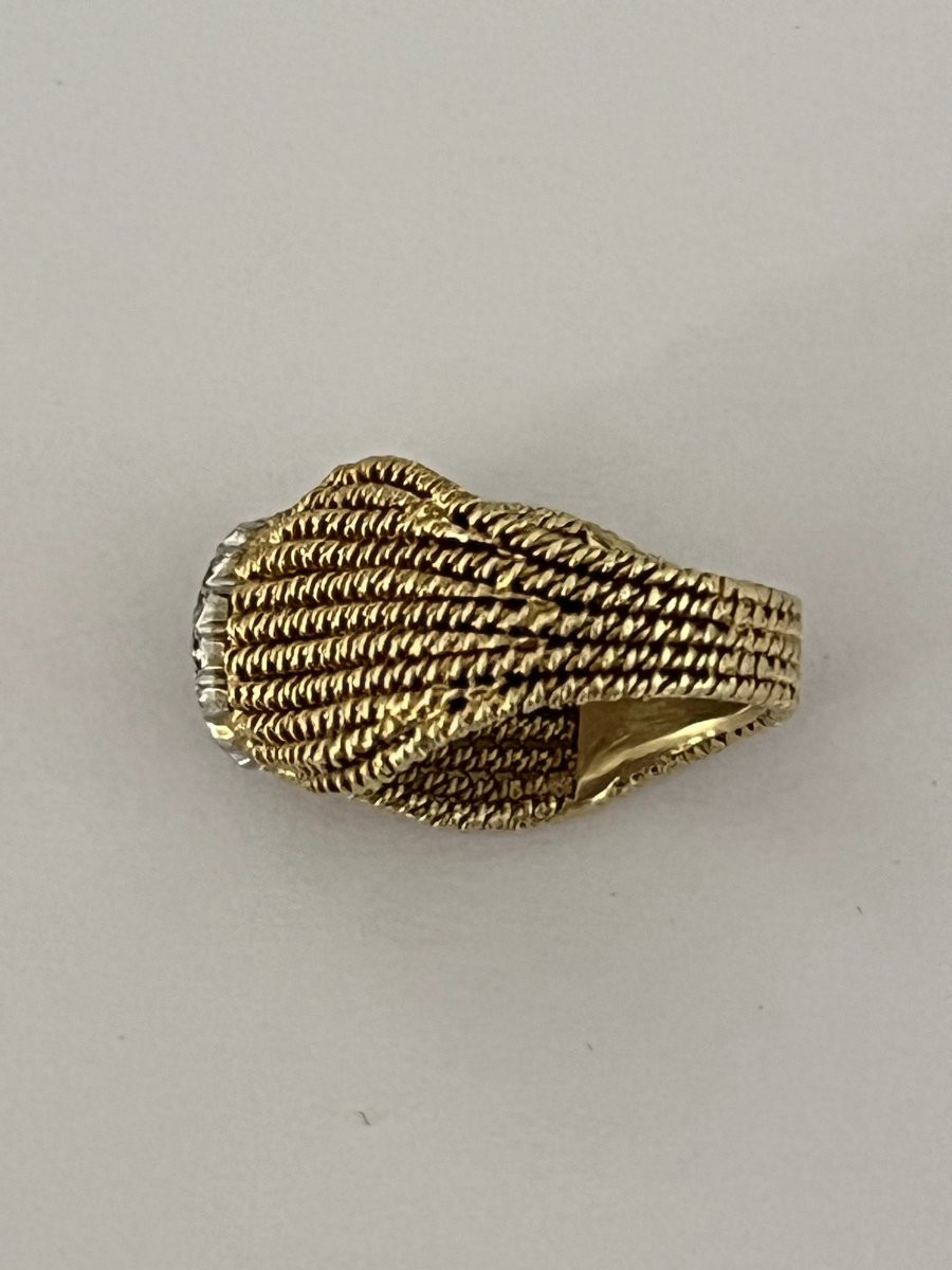 6699- Bague Circa 70 Fils d'Or Jaune Diamants-photo-2