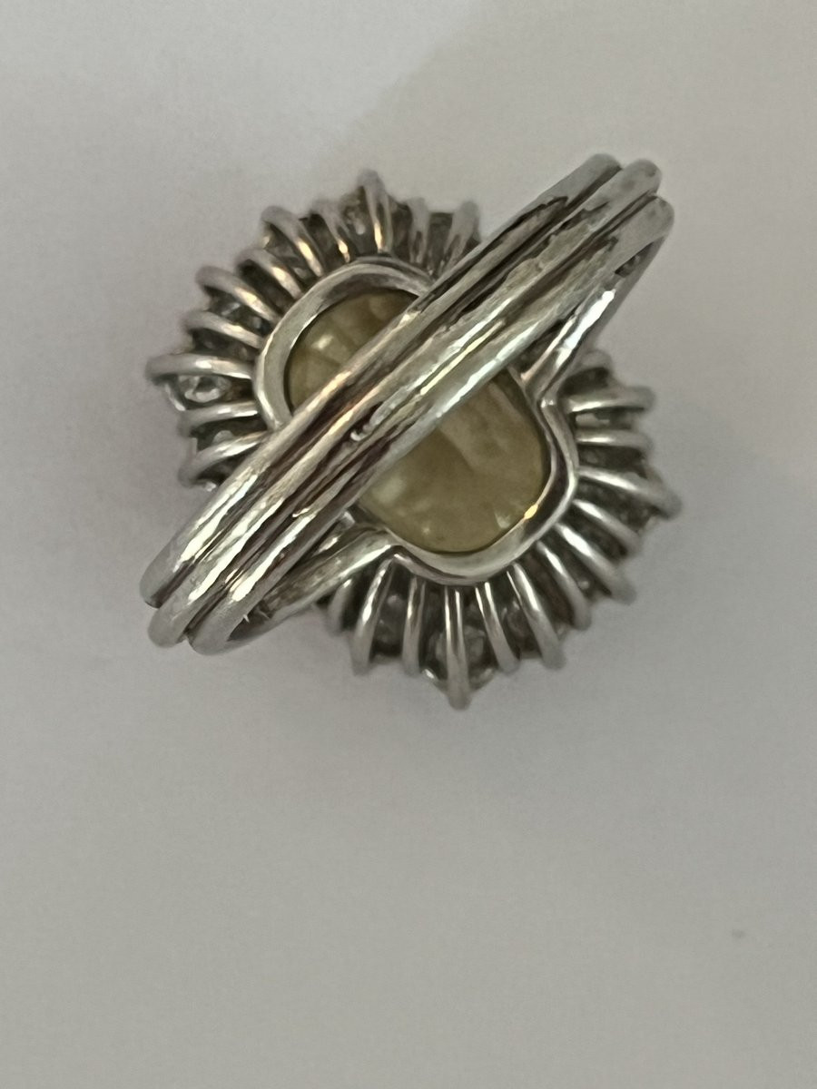 6708- Bague Or Jaune Saphir Ceylan Non Chauffé (5,31 ct) Diamants-photo-2