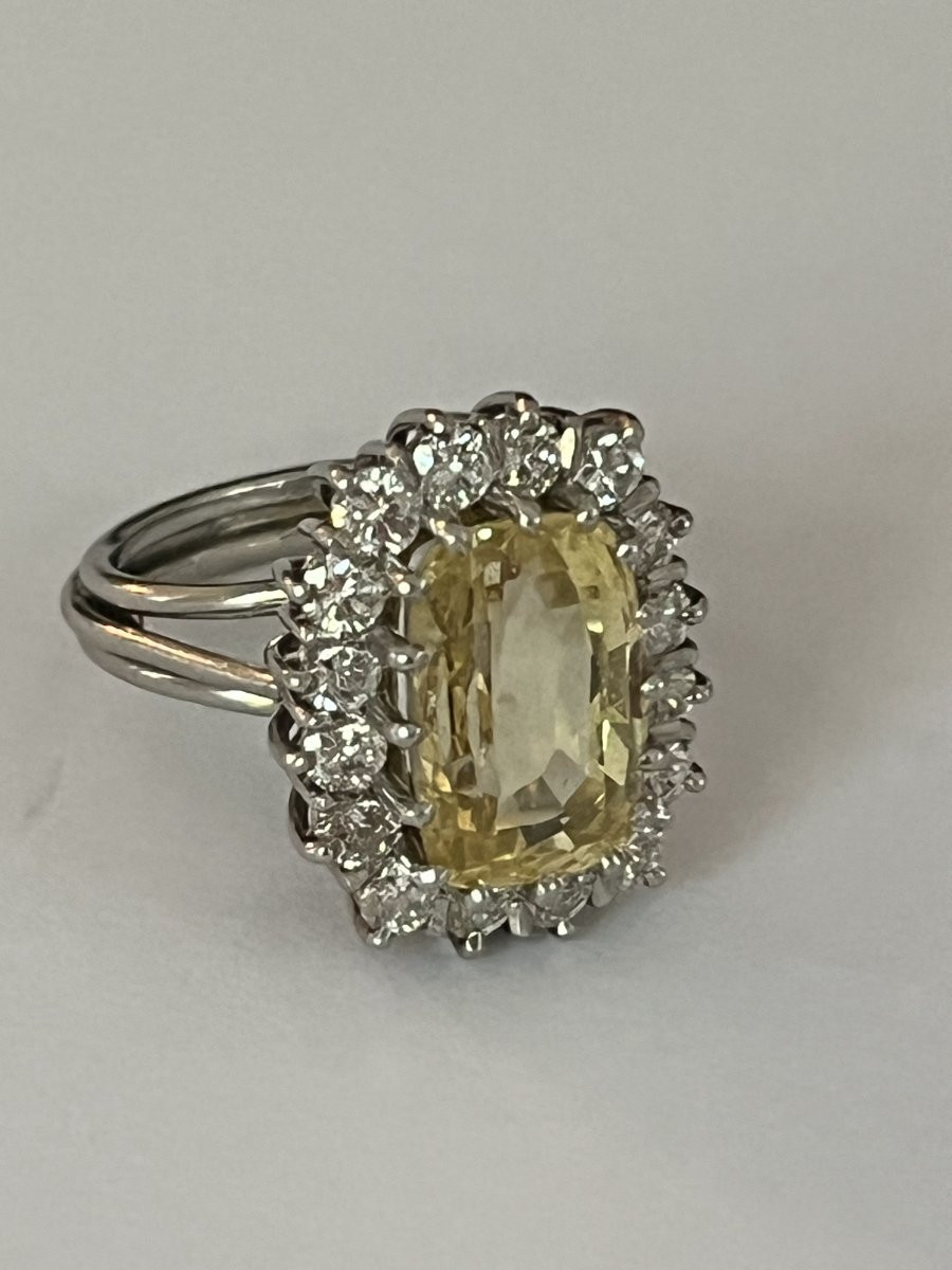6708- Bague Or Jaune Saphir Ceylan Non Chauffé (5,31 ct) Diamants-photo-4