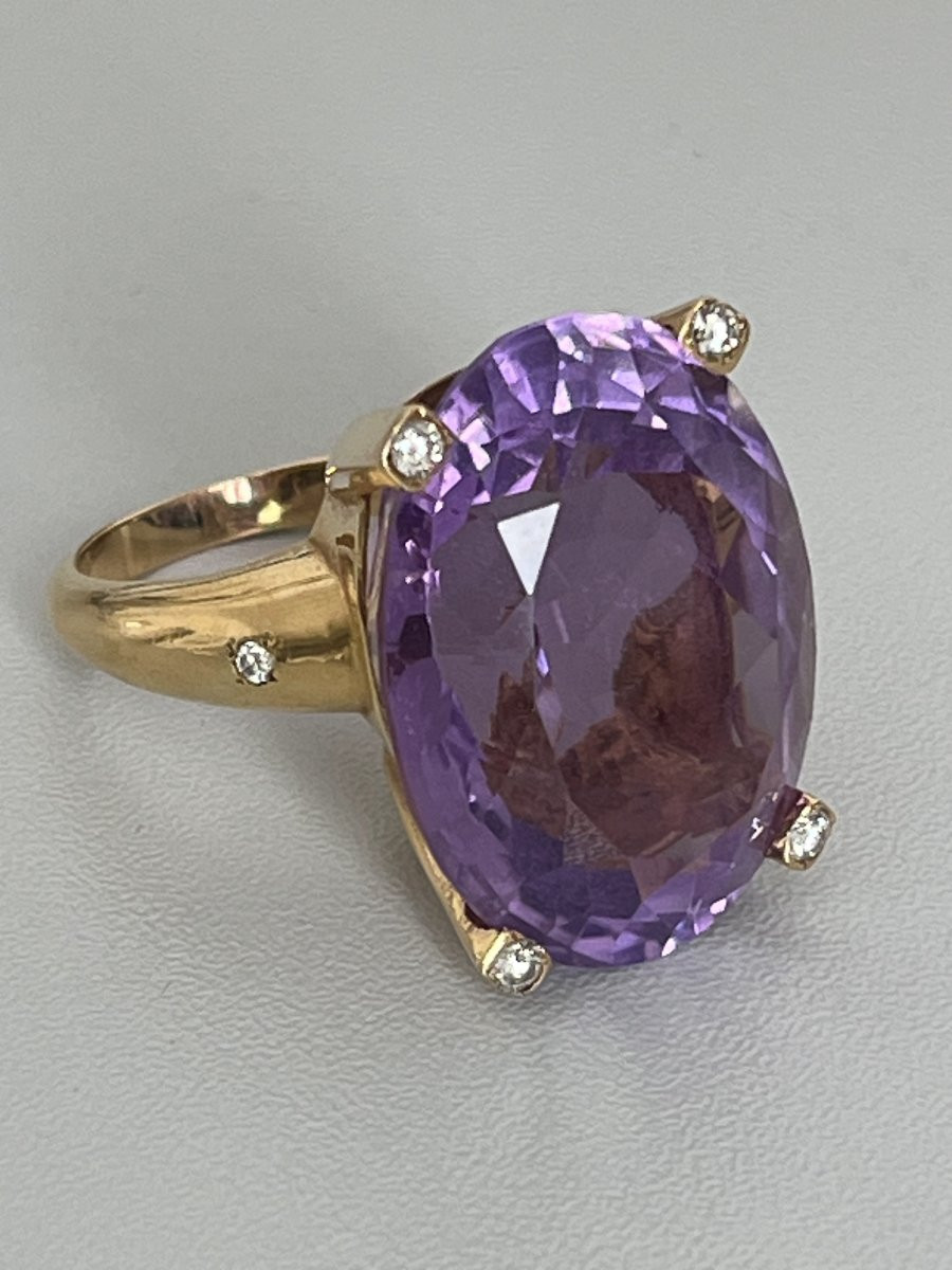 6710- Importante Bague Cocktail Or Jaune Améthyste 50,00 ct-photo-4