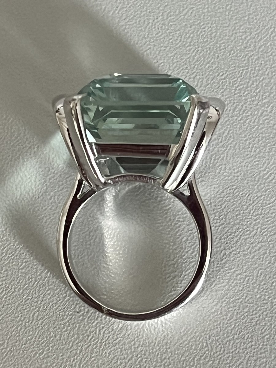 6716- Importange Bague Coctail Or Gris Aigue-Marine 27 ct-photo-4
