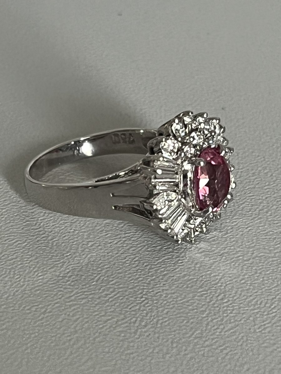 6720- Bague Or Gris Joli Saphir Rose 1,40 ct Diamants-photo-4