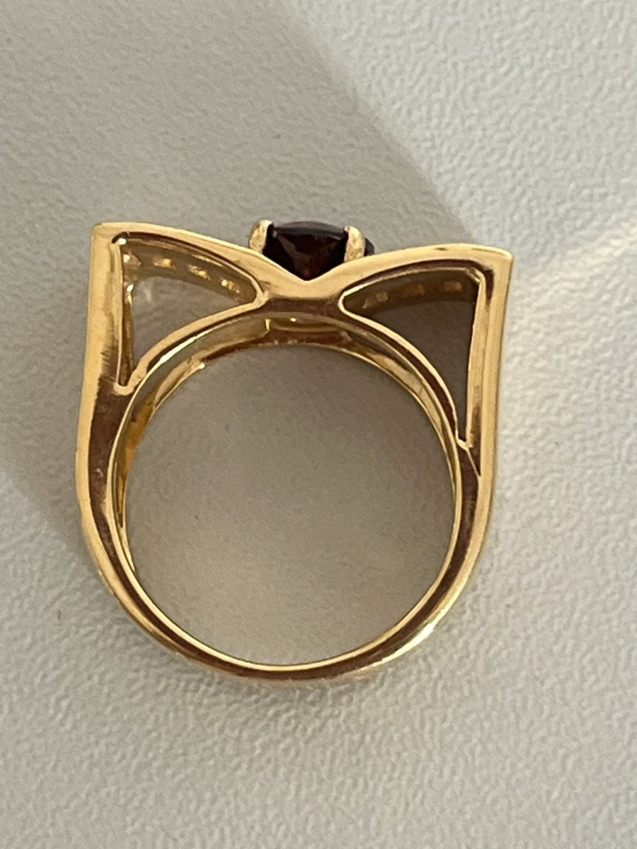 6733-Bague Or Jaune Grenat Almandin Diamants-photo-4