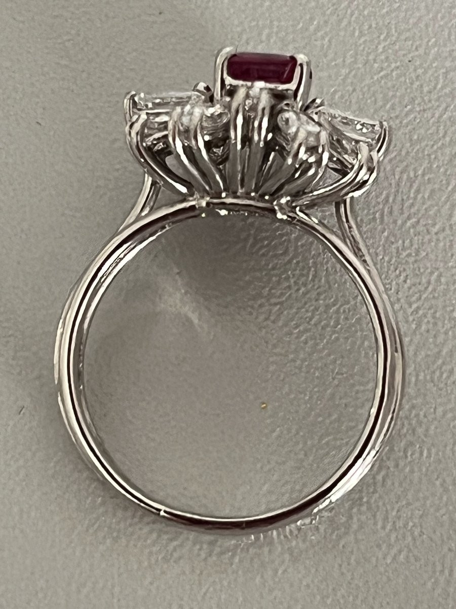6741- Bague Platine Tourmaline Rose Diamants-photo-2