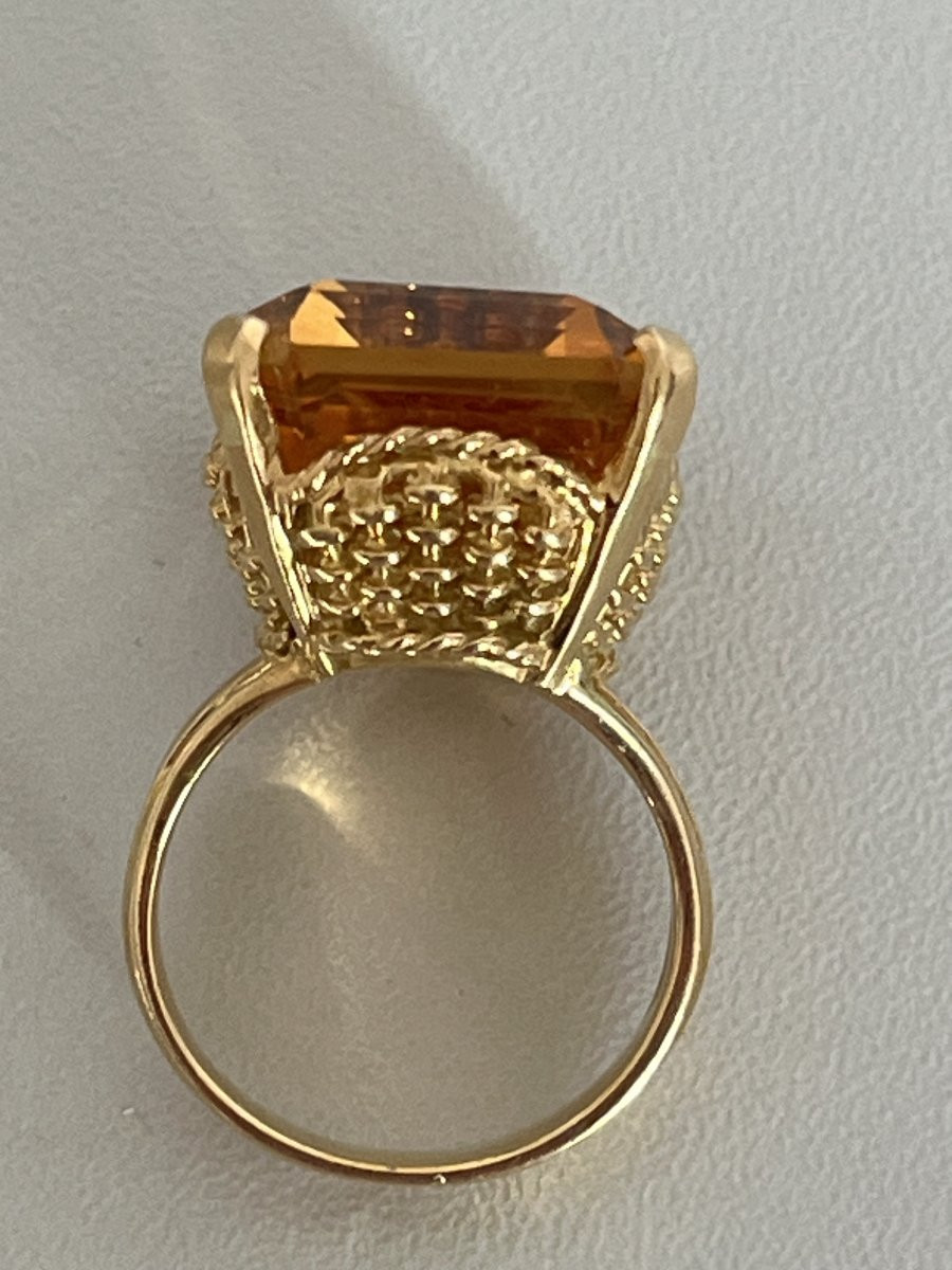 6754- Importante Bague Cocktail Or Jaune Citrine 22,00 ct-photo-3