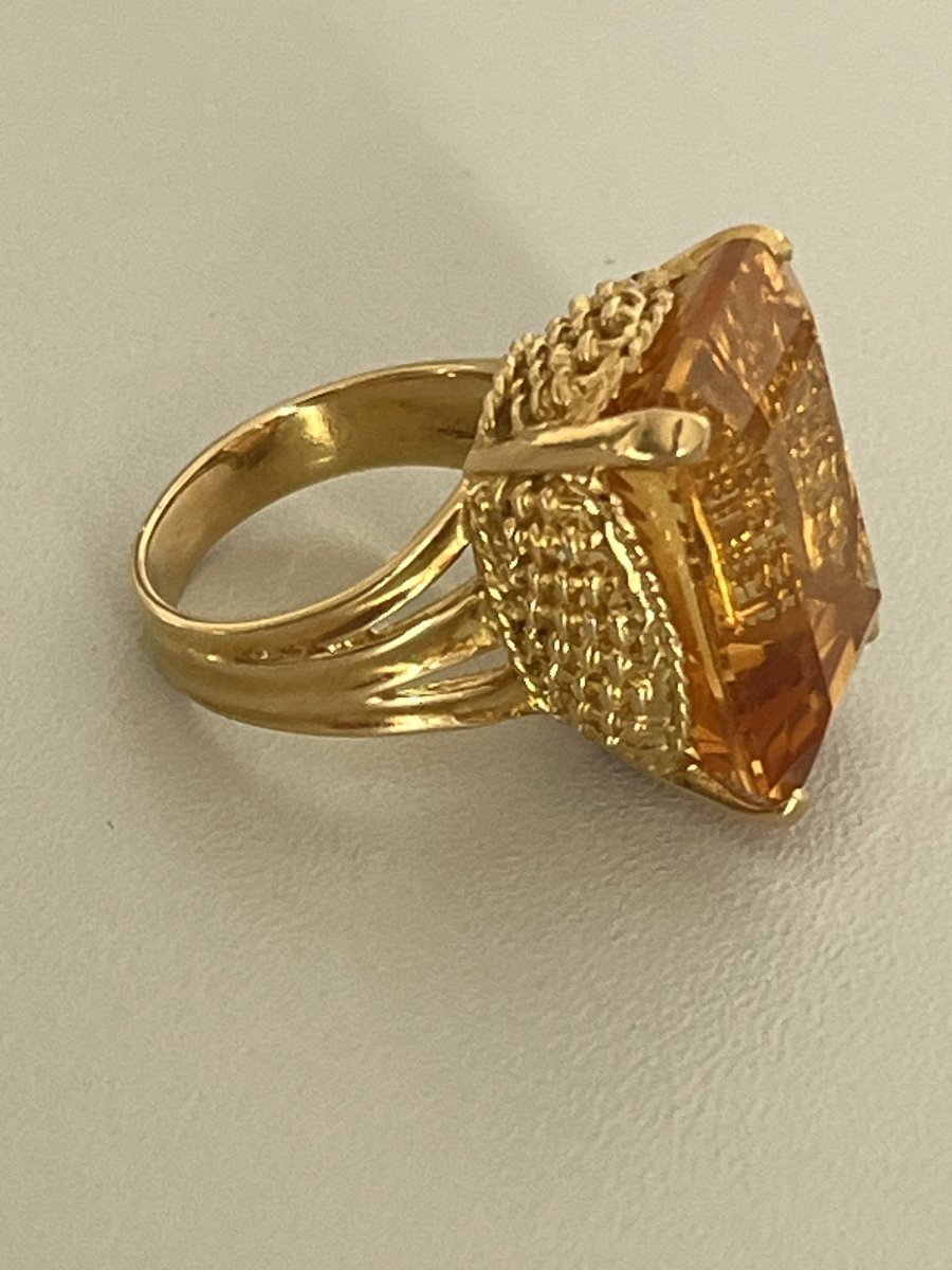 6754- Importante Bague Cocktail Or Jaune Citrine 22,00 ct-photo-4