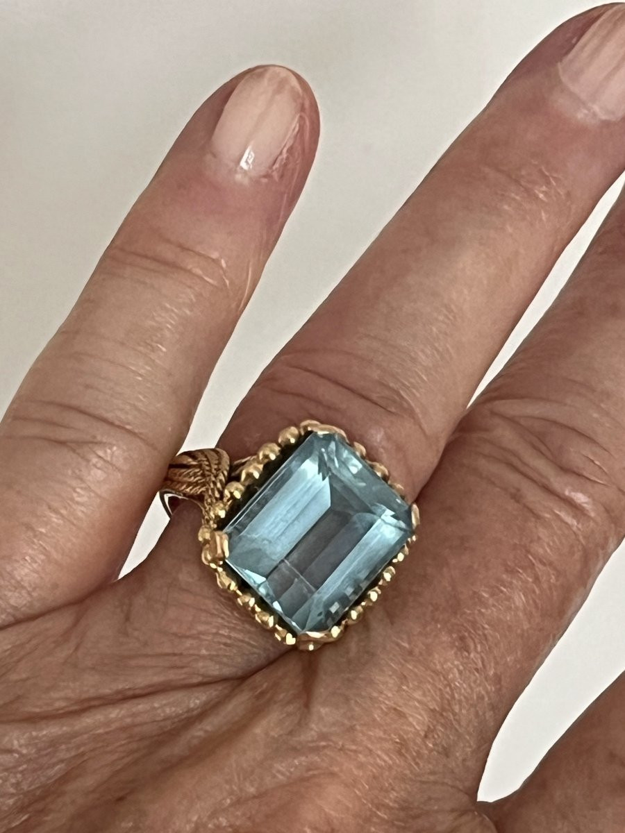 6755- Yellow Gold Aquamarine Ring 9.00 Ct-photo-2