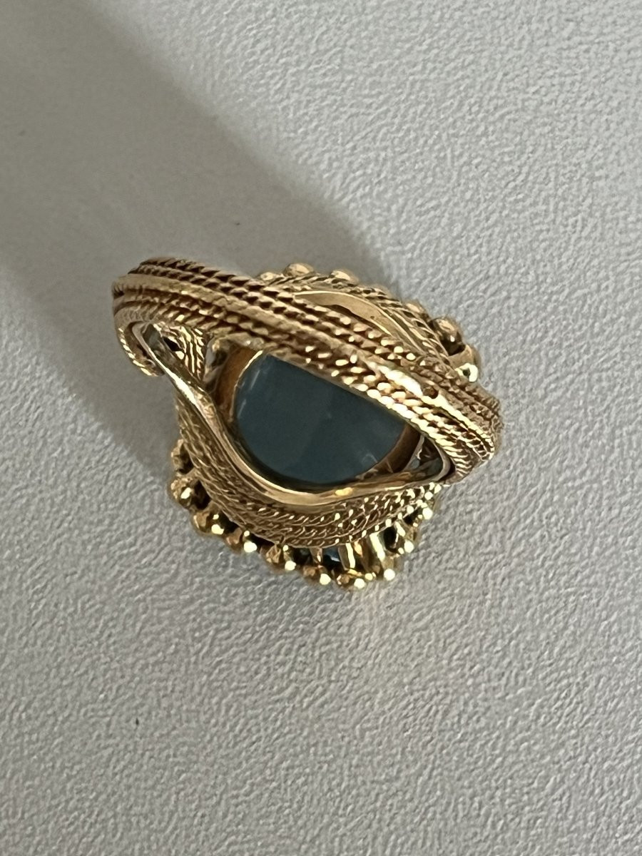 6755- Yellow Gold Aquamarine Ring 9.00 Ct-photo-3