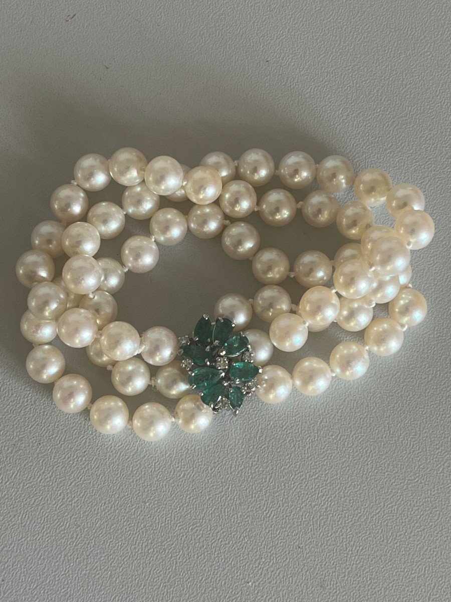 2008- 3 Row Cultured Pearl Bracelet
