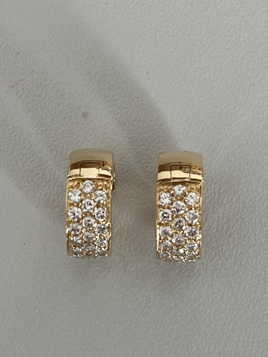 6691- Boucles d'Oreilles Créoles Or Jaune Diamants 1,50 ct-photo-2