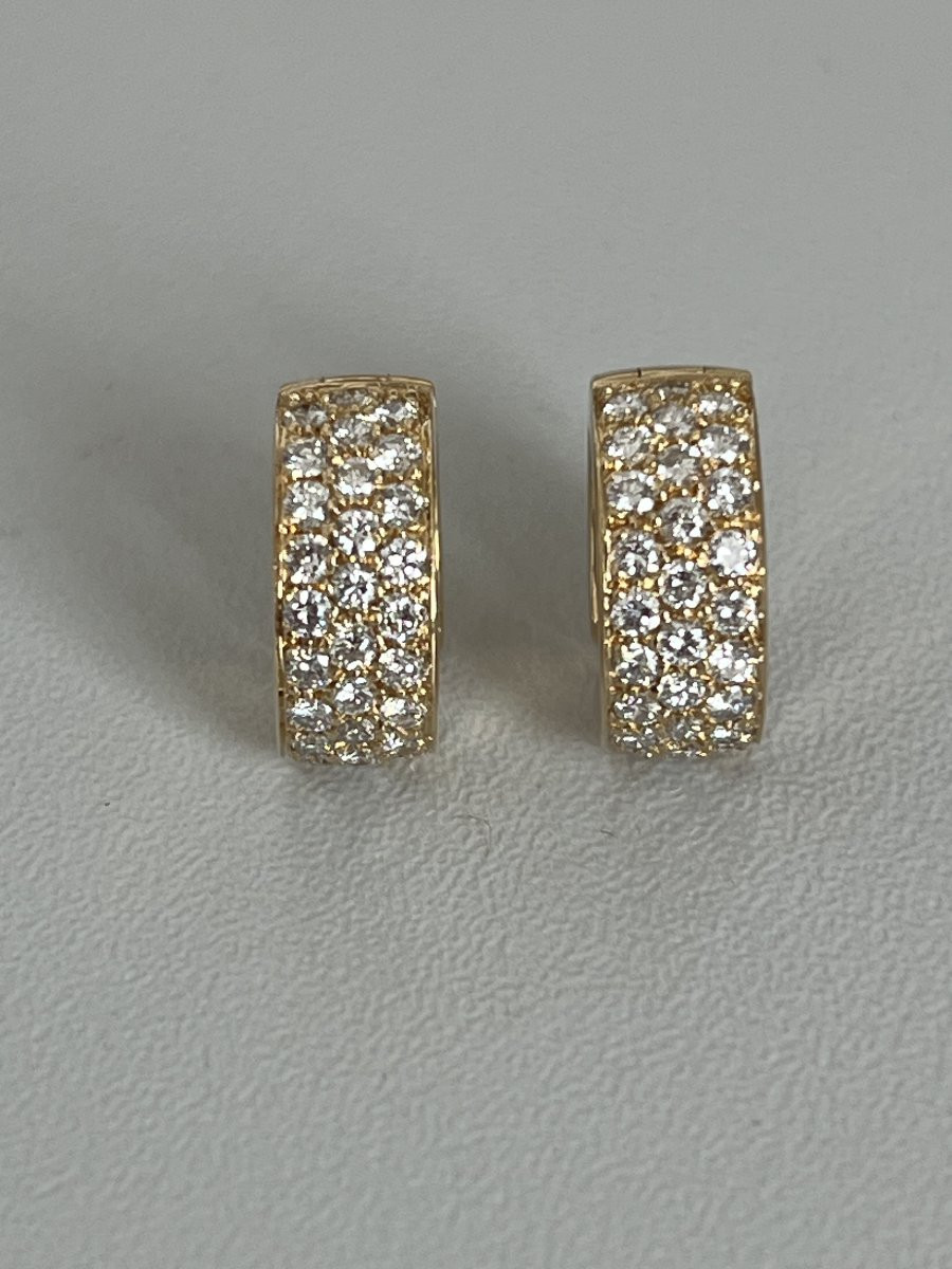 6691- Boucles d'Oreilles Créoles Or Jaune Diamants 1,50 ct-photo-3