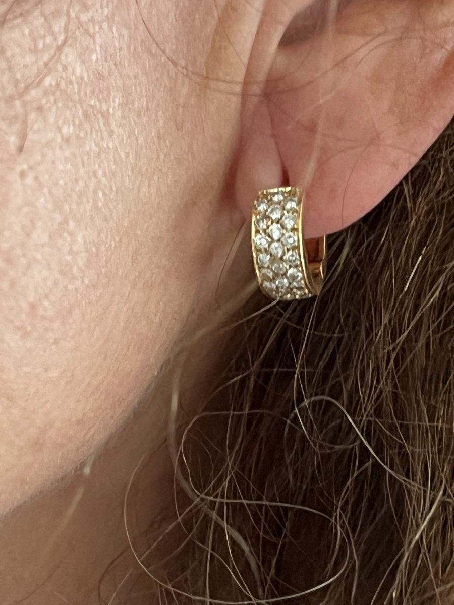 6691- Boucles d'Oreilles Créoles Or Jaune Diamants 1,50 ct-photo-4