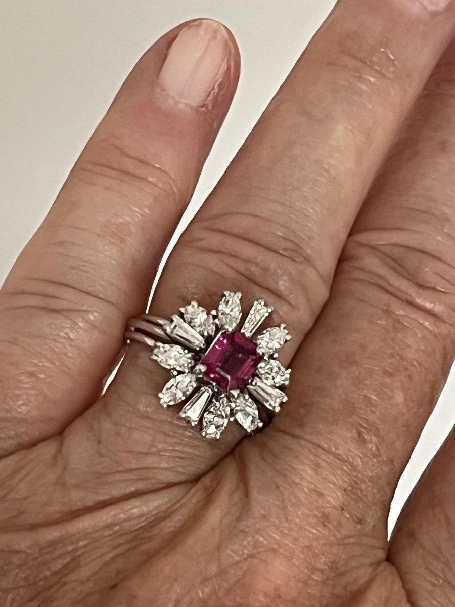 6741- Platinum Ring With Pink Tourmaline And Diamonds-photo-2
