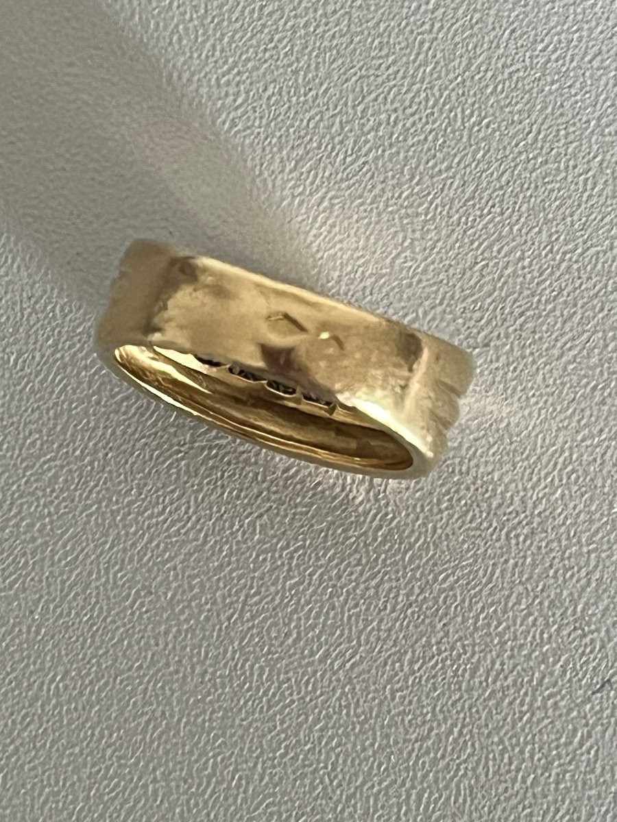 6598- Bague Bandeau Or Jaune Diamants-photo-3