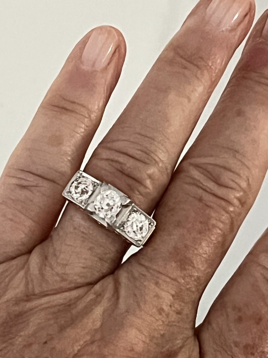 6623- Art Deco Platinum Diamond Ring (0.70 Ct In The Center)-photo-2