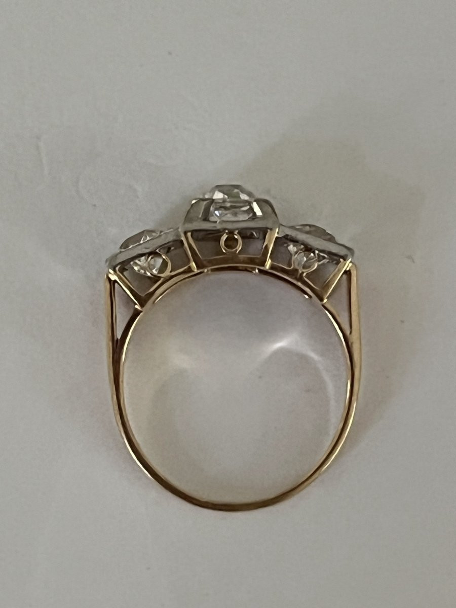 6623- Art Deco Platinum Diamond Ring (0.70 Ct In The Center)-photo-3
