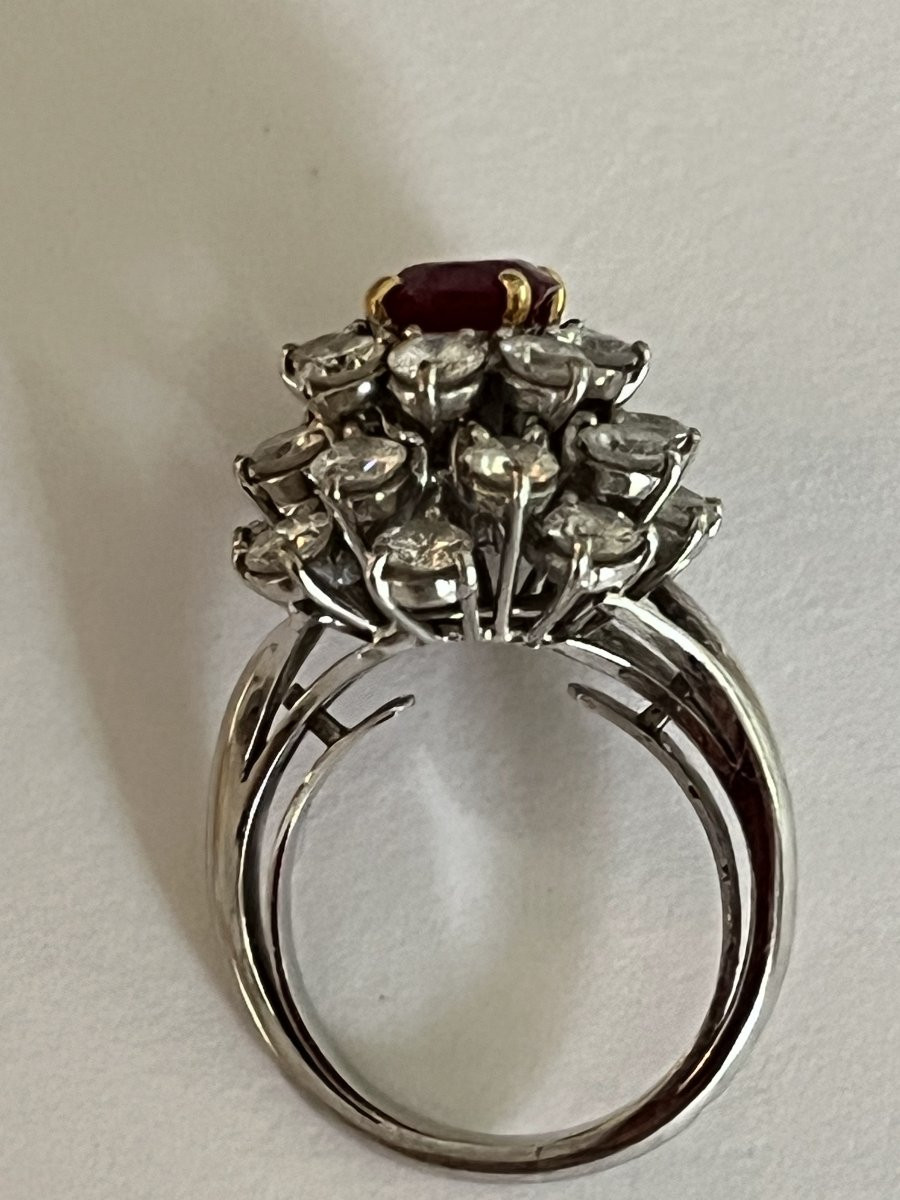6639- Bague Fleur Or Gris Rubis Diamants 2,00 ct-photo-4