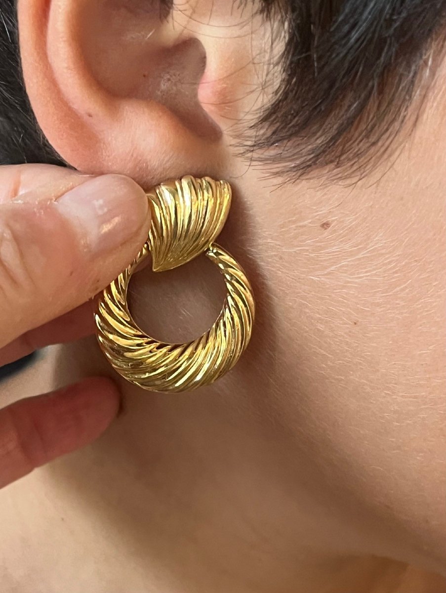6655- Boucles d'Oreilles Or Jaune Torsadé-photo-2