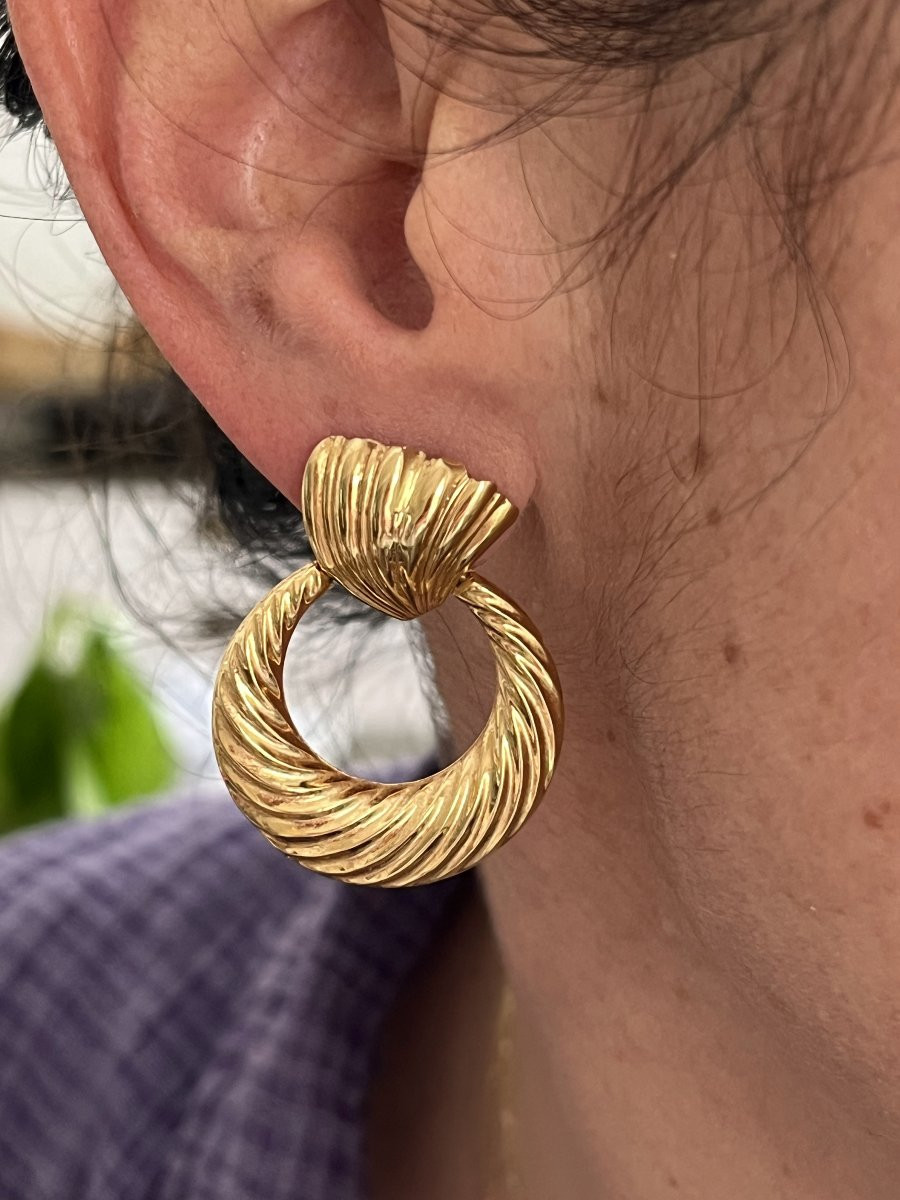 6655- Boucles d'Oreilles Or Jaune Torsadé-photo-3