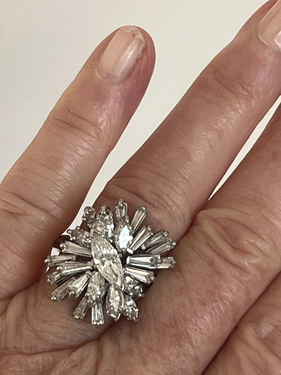 229- Bague Cocktail Platine Diamants 3,50 ct-photo-2