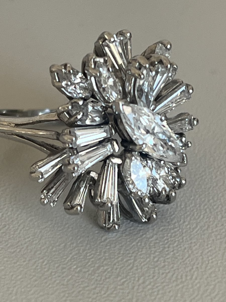 229- Bague Cocktail Platine Diamants 3,50 ct-photo-1