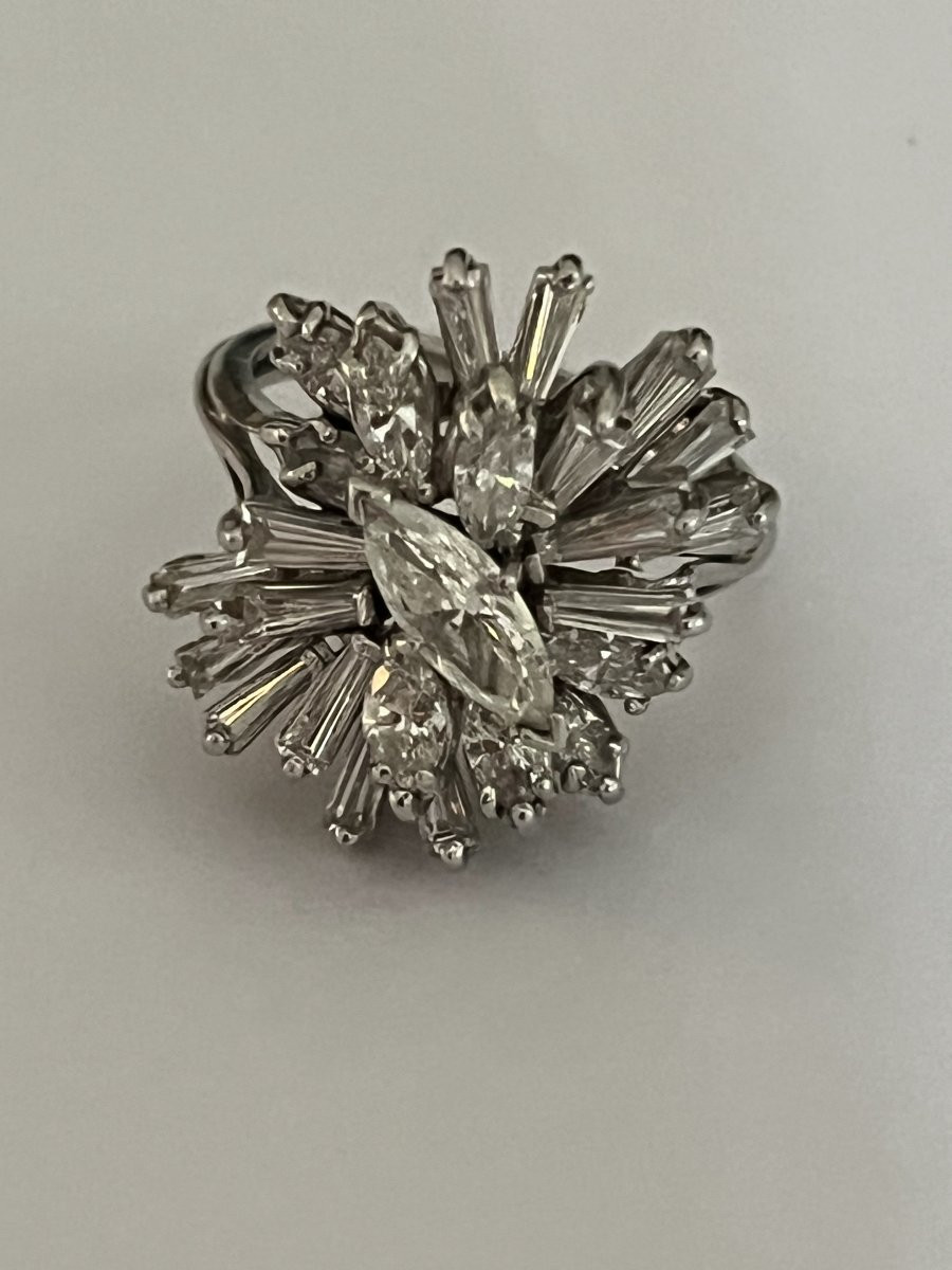 229- Bague Cocktail Platine Diamants 3,50 ct-photo-6