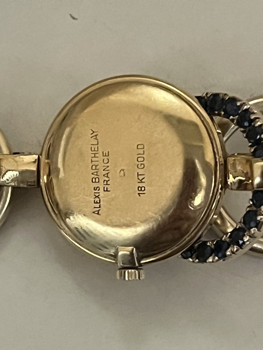302- Bracelet Montre Dame Alexis Barthelay Or Jaune Saphirs-photo-2