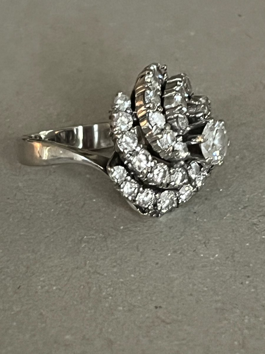 401- White Gold Dome Ring With 3.00 Ct Diamonds-photo-3