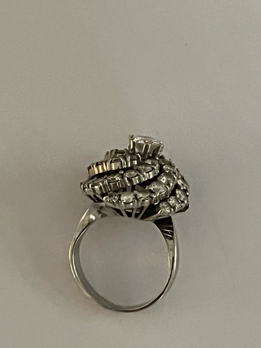 401- White Gold Dome Ring With 3.00 Ct Diamonds-photo-2