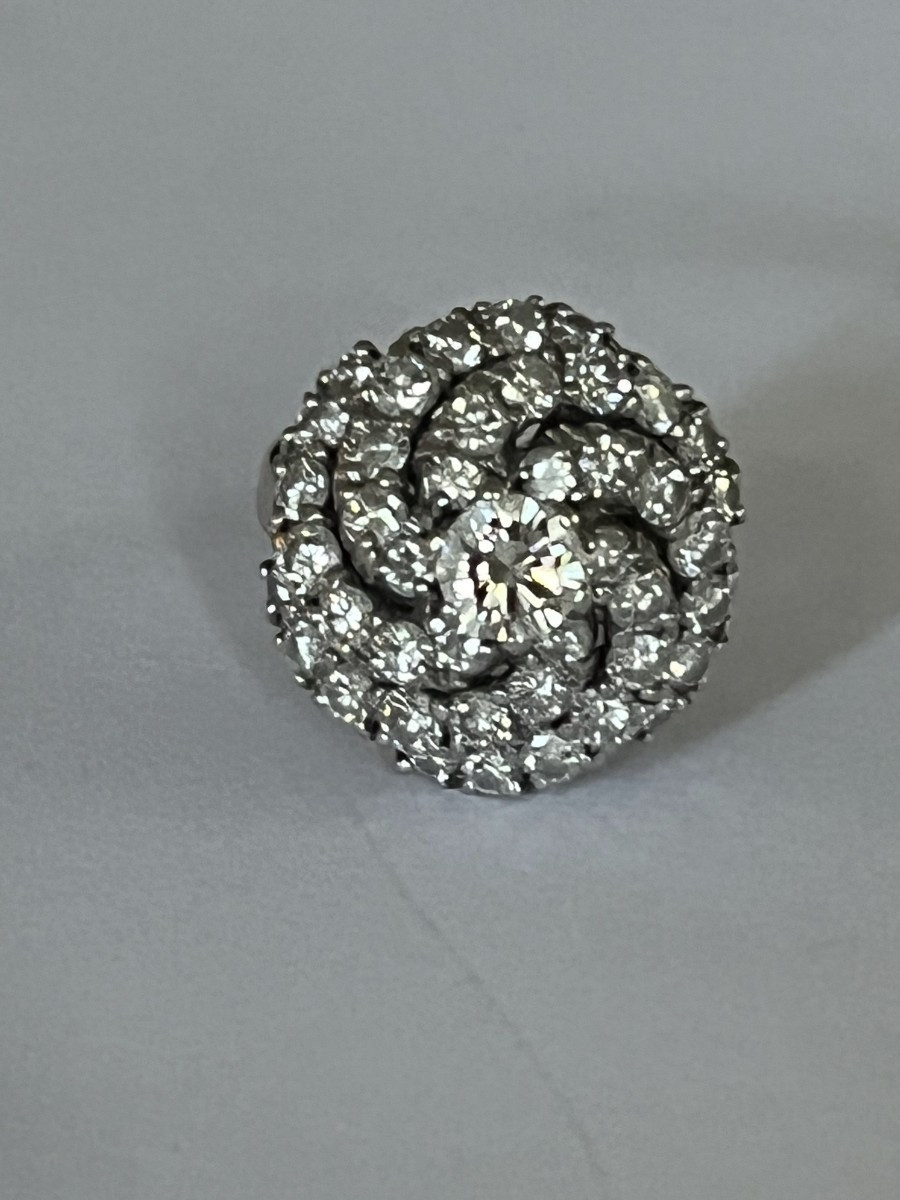 401- White Gold Dome Ring With 3.00 Ct Diamonds